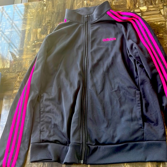 Addidas ladies black jacket with pink detail - Picture 1 of 1